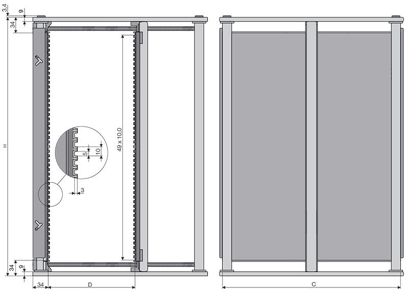 PCB magasin 801.1, v. gear sam Ydre dim. LxWxH 355x320x563 mm