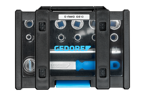 Gedore topnøglesæt 1/4" i plastboks 12stk toppe 4-13mm  1stk forlænger 1 stk skraldenøgle