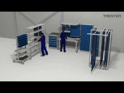 Rullebord m/3 justerbare hylder 605x530mm